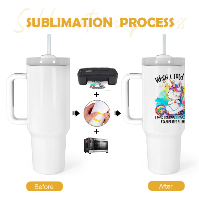 US Warehouse 40oz H2 Sublimation Tumbler with White Handle
