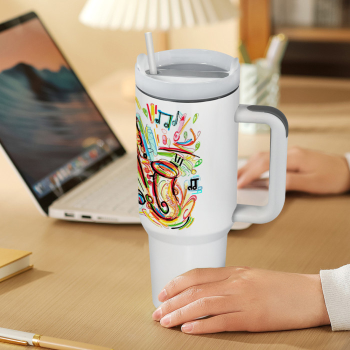 US Warehouse 40oz H2 Sublimation Tumbler with Handle(mixed white and black)
