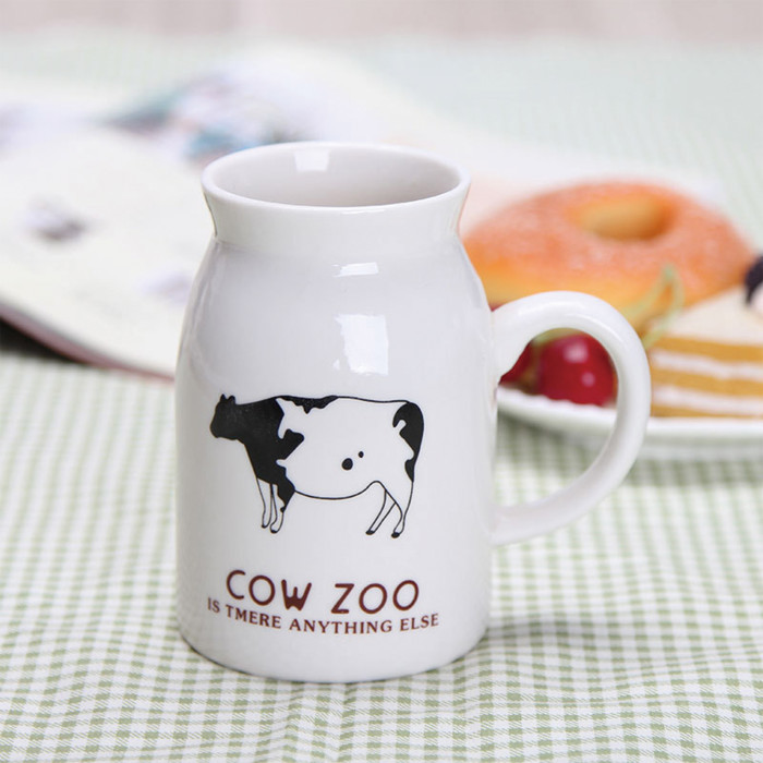 China Warehouse 10oz Cute Ceramic Milk Mug with Handle
