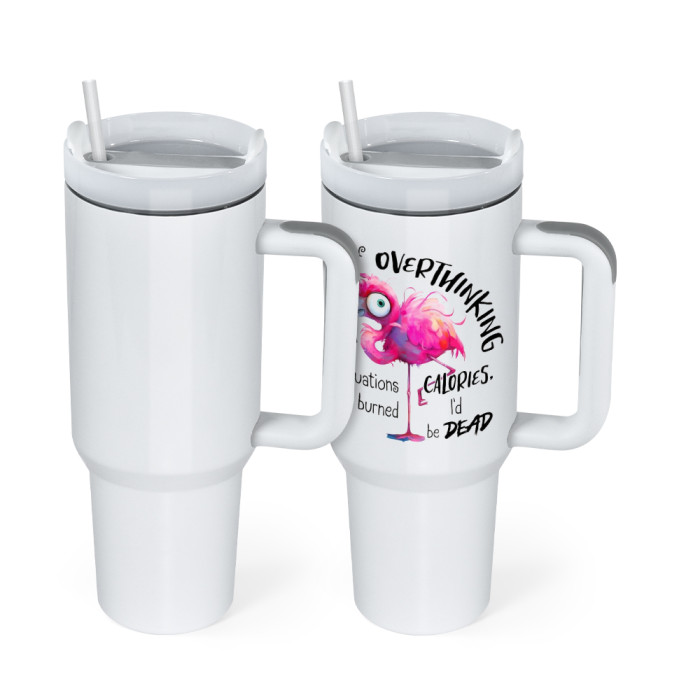US Warehouse 40oz H2 Sublimation Tumbler with White Handle