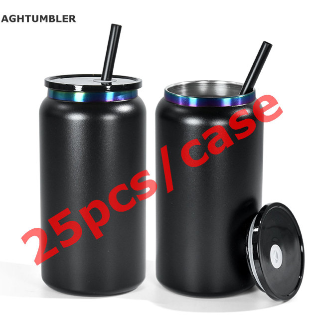 US Warehouse Stainless Steel 16oz Powder Coated Cup with Rainbow Plated Libby Cups