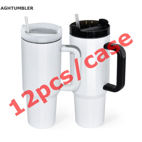 US Warehouse 40oz H2 Sublimation Tumbler with Handle(mixed white and black)