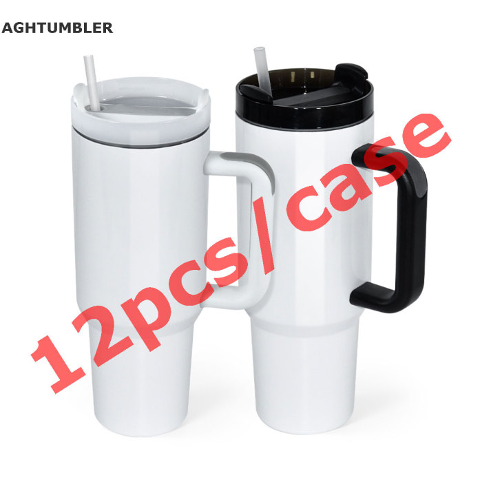 US Warehouse 40oz H2 Sublimation Tumbler with Handle(mixed white and black)