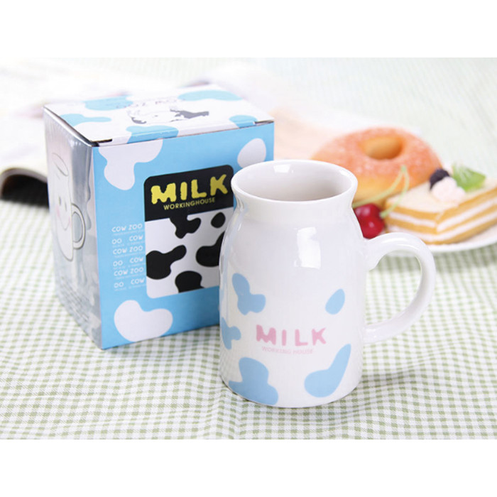 China Warehouse 10oz Cute Ceramic Milk Mug with Handle