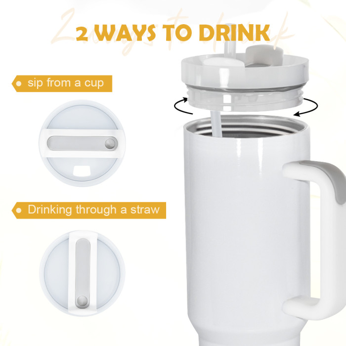 US Warehouse 40oz H2 Sublimation Tumbler with White Handle