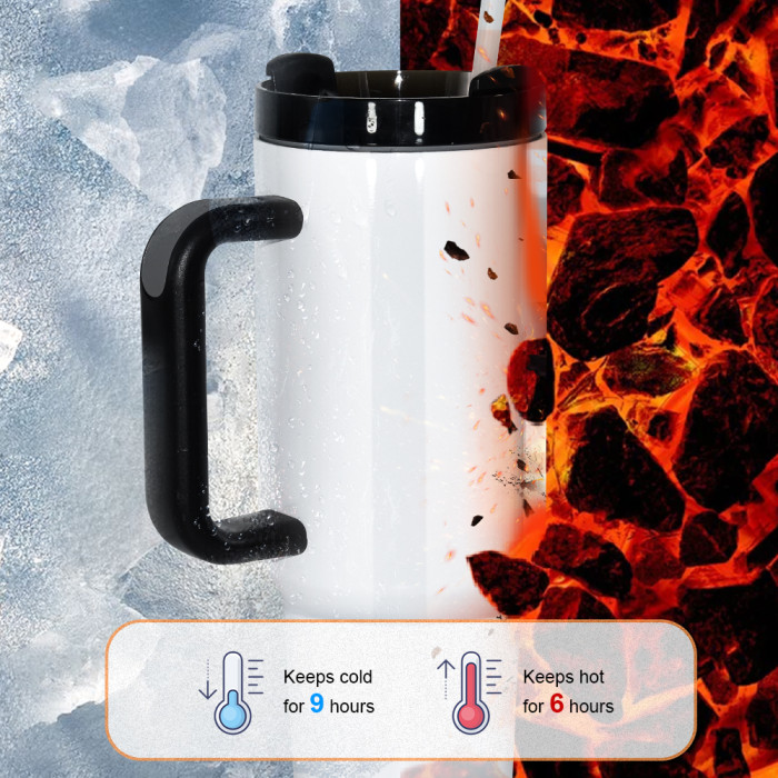 US Warehouse 40oz H2 Sublimation Tumbler with Handle(mixed white and black)