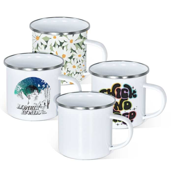 China warehouse 12oz sublimation enamel Cup