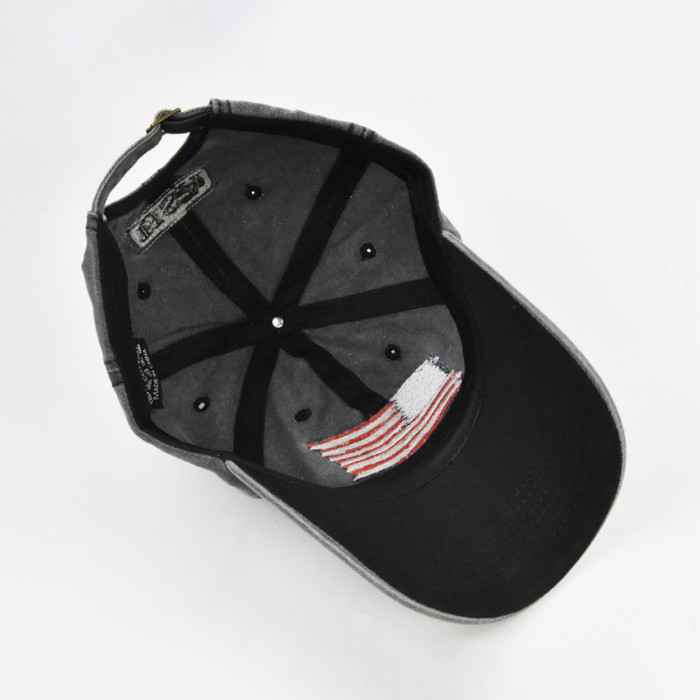 US Warehouse 100% Cotton Vintage Adjustable Baseball Cap with USA flag hats
