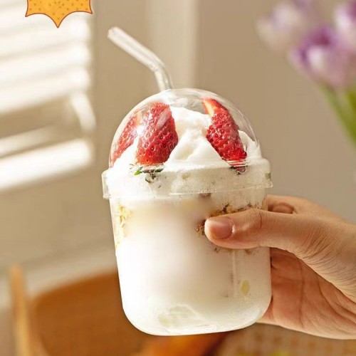 China Warehouse 14oz glass bobo bobo cup with straw