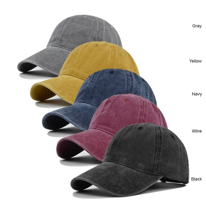 US Warehouse Plain Color 100% Cotton Vintage Adjustable Baseball Cap hats