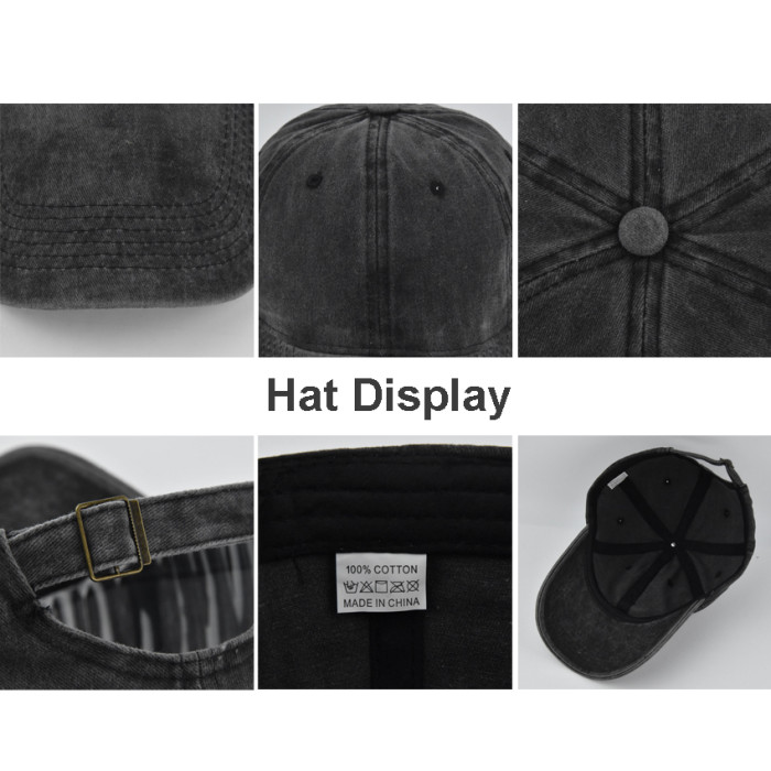 US Warehouse Plain Color 100% Cotton Vintage Adjustable Baseball Cap hats