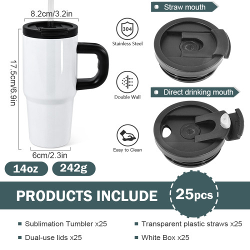 US Warehouse 14oz Sublimation Tumbler with Coffee Lids