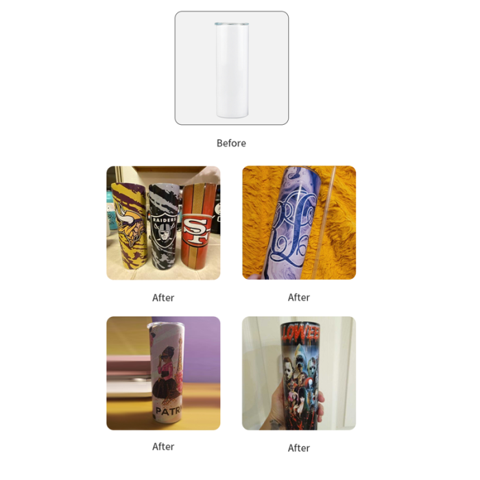 US Warehouse 20oz sublimation blanks straight skinny tumbler with plastic straw