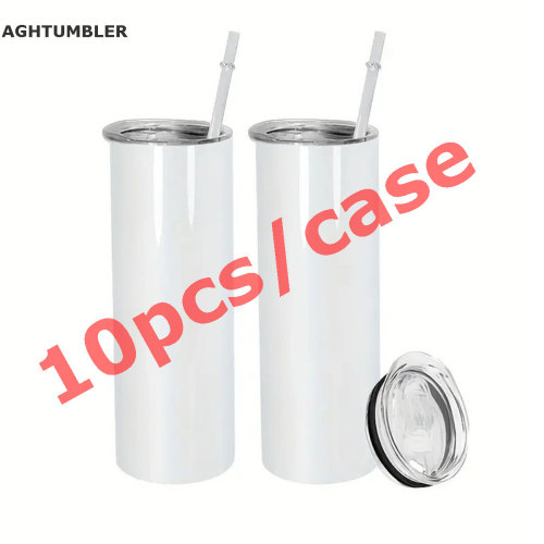US Warehouse 20oz sublimation blanks straight skinny tumbler with plastic straw