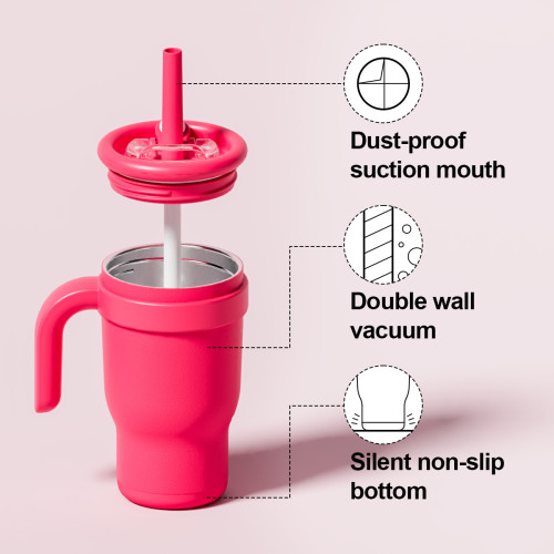 China Warehouse 14oz powder coated Colored Stainless Steel Kids Tumbler water bottle Cups