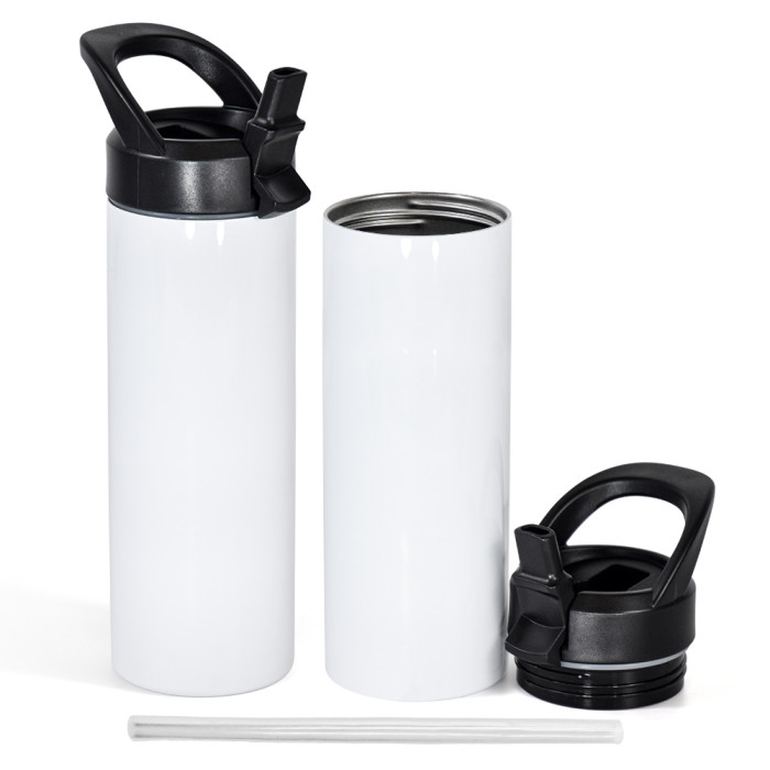 US Warehouse 20oz sublimation straight skinny tumblers with black handle lid
