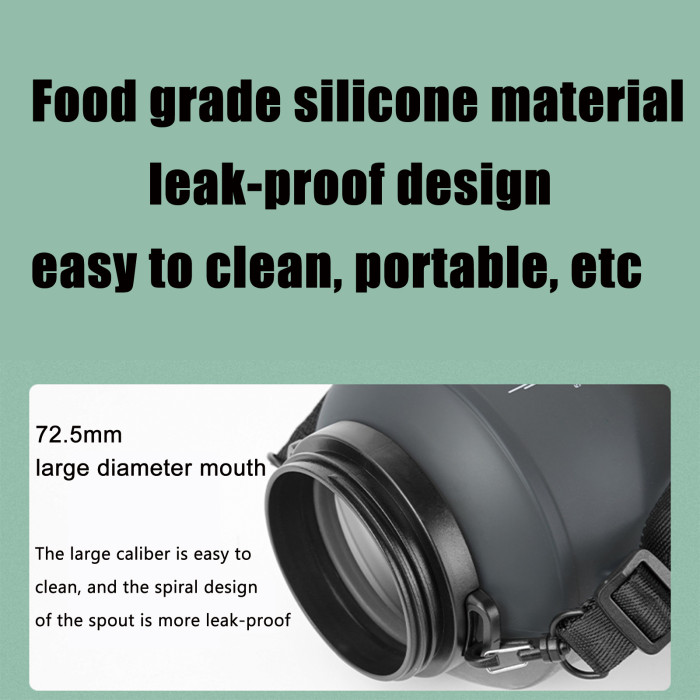 China Warehouse 64oz Large Collapsible Reusable Portable Silicone Travel Water Bottles with Time Markers and Carry Strap