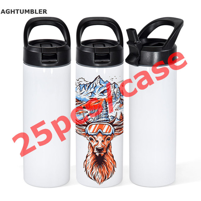 US Warehouse 20oz sublimation straight skinny tumblers with black handle lid
