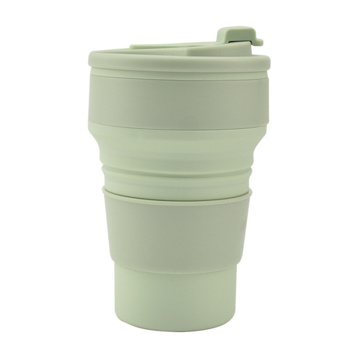 China Warehouse 11oz/16oz Portable Food Grade Silicone Foldable Travel Water Cup