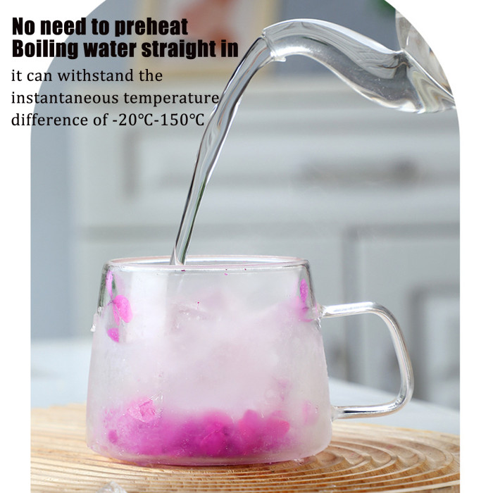 China Warehouse 6oz Dried Flower Interlayer High Borosilicate Double Glass Cup