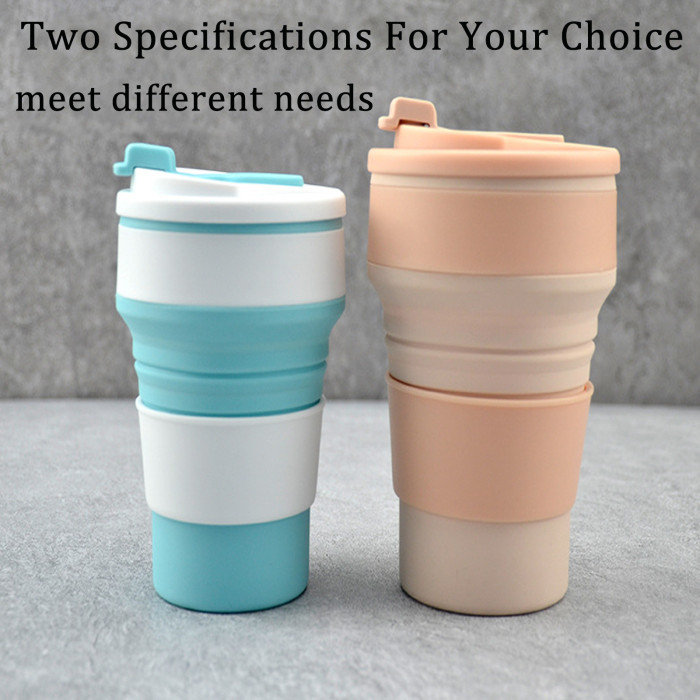 China Warehouse 11oz/16oz Portable Food Grade Silicone Foldable Travel Water Cup