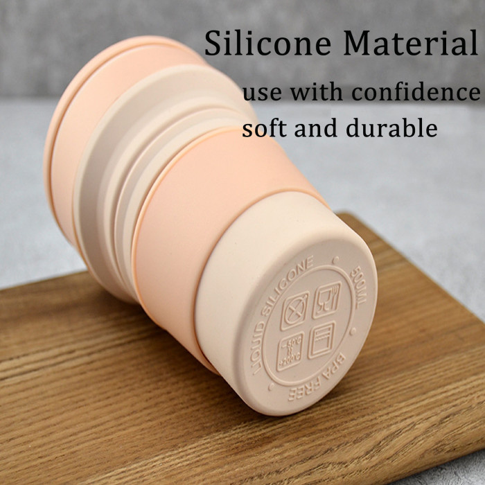 China Warehouse 11oz/16oz Portable Food Grade Silicone Foldable Travel Water Cup