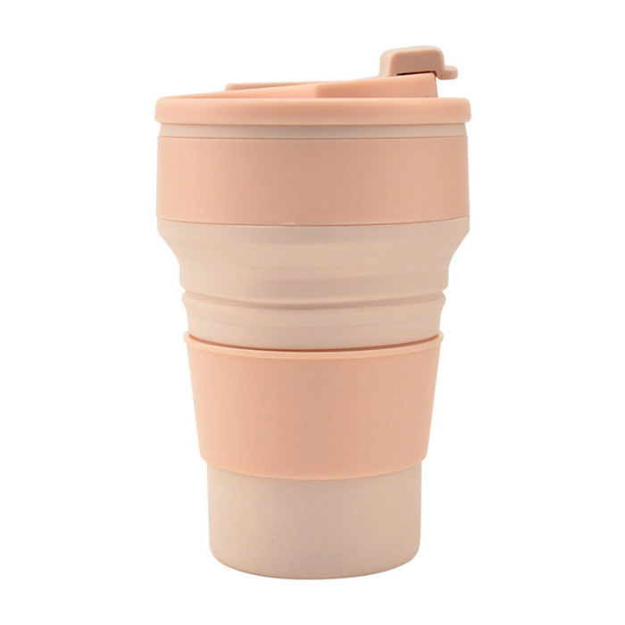 China Warehouse 11oz/16oz Portable Food Grade Silicone Foldable Travel Water Cup