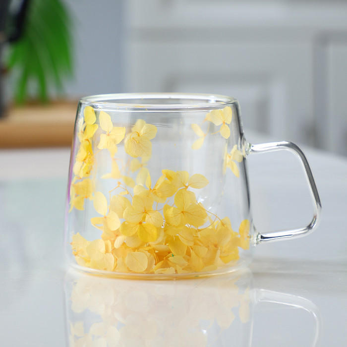 China Warehouse 6oz Dried Flower Interlayer High Borosilicate Double Glass Cup