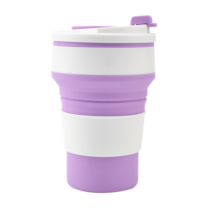 China Warehouse 11oz/16oz Portable Food Grade Silicone Foldable Travel Water Cup