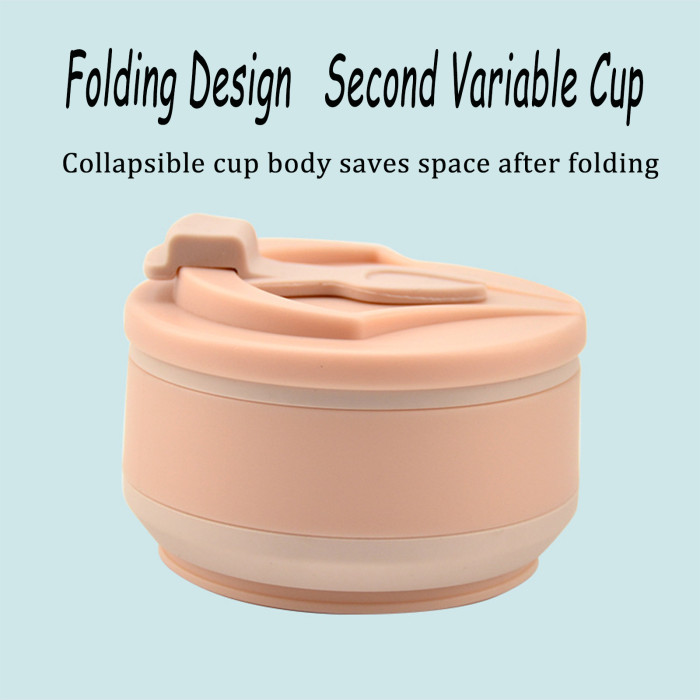 China Warehouse 11oz/16oz Portable Food Grade Silicone Foldable Travel Water Cup