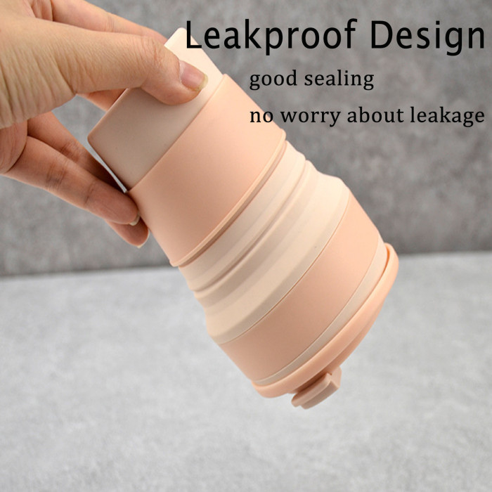 China Warehouse 11oz/16oz Portable Food Grade Silicone Foldable Travel Water Cup