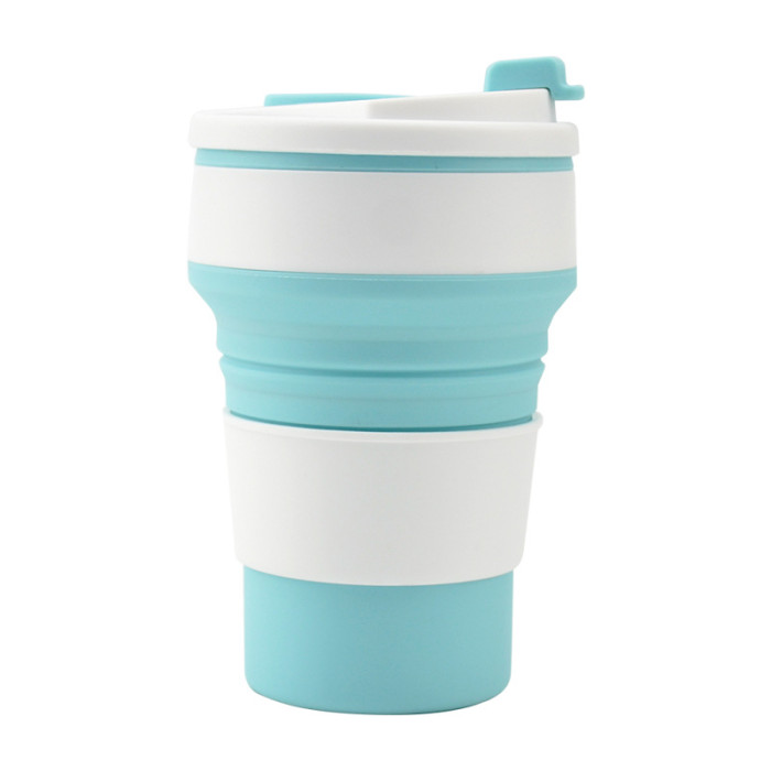 China Warehouse 11oz/16oz Portable Food Grade Silicone Foldable Travel Water Cup