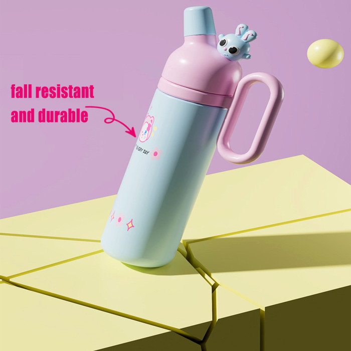 China Warehouse 27oz Large Capacity Cartoon Figures Portable Stainless Steel Kids Cup with handle and straw