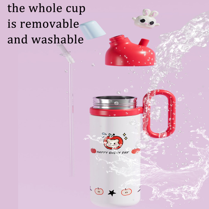 China Warehouse 27oz Large Capacity Cartoon Figures Portable Stainless Steel Kids Cup with handle and straw