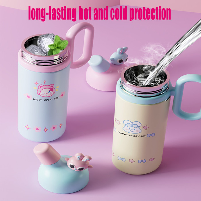China Warehouse 27oz Large Capacity Cartoon Figures Portable Stainless Steel Kids Cup with handle and straw