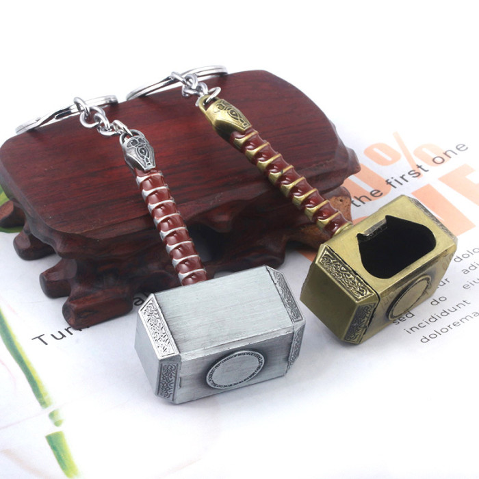 China Warehouse zinc-alloy Thor's Hammer Opener Key Chain Keychains KeyChain