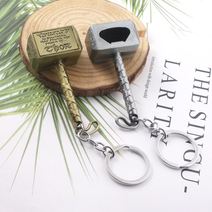 China Warehouse zinc-alloy Thor's Hammer Opener Key Chain Keychains KeyChain