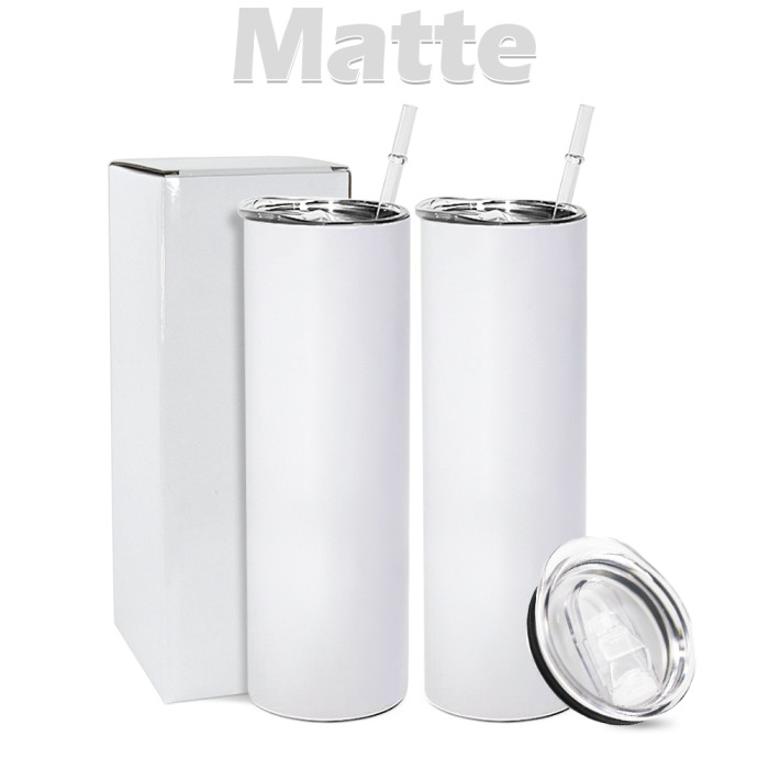 RTS US Warehouse matte flat/round bottom 20oz sublimation straight skinny tumblers