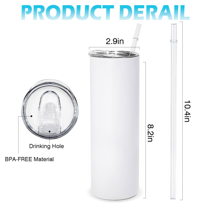 RTS US Warehouse Glow In The Dark 20oz Sublimation Straight Skinny Tumbler