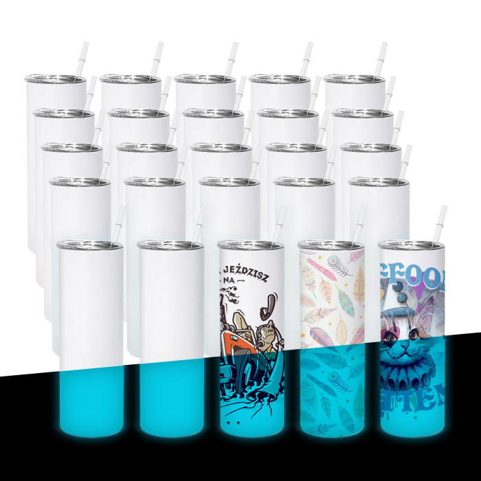 RTS US Warehouse Glow In The Dark 20oz Sublimation Straight Skinny Tumbler