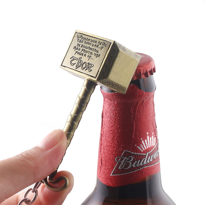 China Warehouse zinc-alloy Thor's Hammer Opener Key Chain Keychains KeyChain