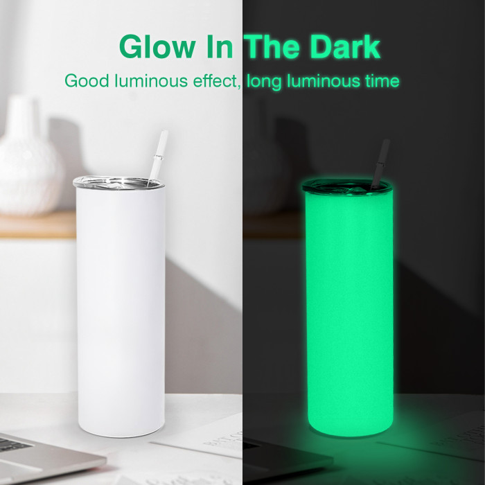 RTS US Warehouse Glow In The Dark 20oz Sublimation Straight Skinny Tumbler