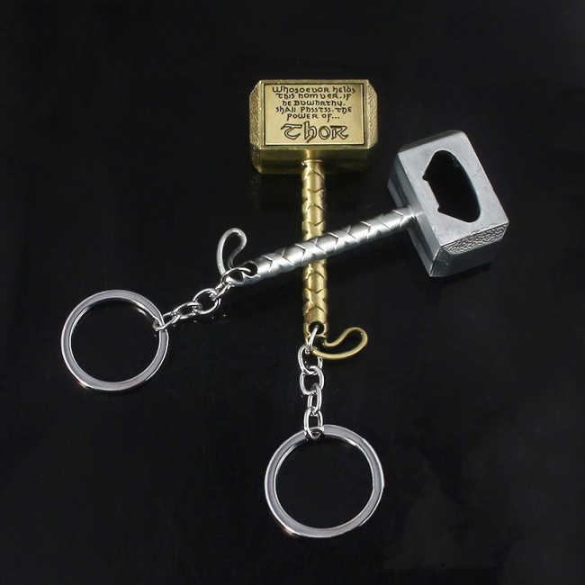 China Warehouse zinc-alloy Thor's Hammer Opener Key Chain Keychains KeyChain
