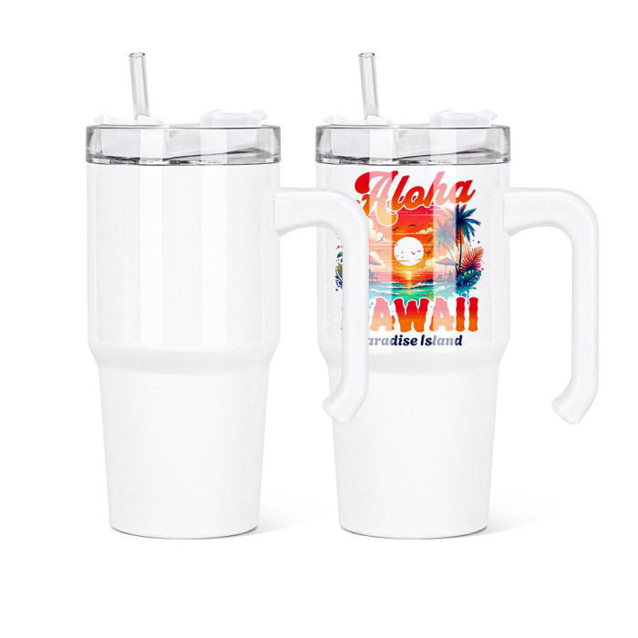 Clearance Sale US Warehouse 20oz Sublimation White Blank Tumbler with handle