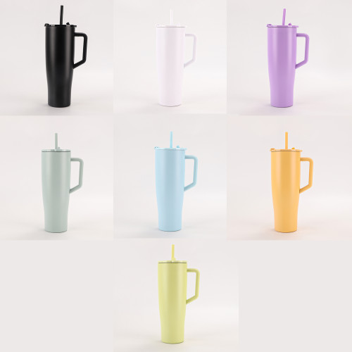China Warehouse 40oz V5 Powder Coated Stainless Steel Tumbler with straw