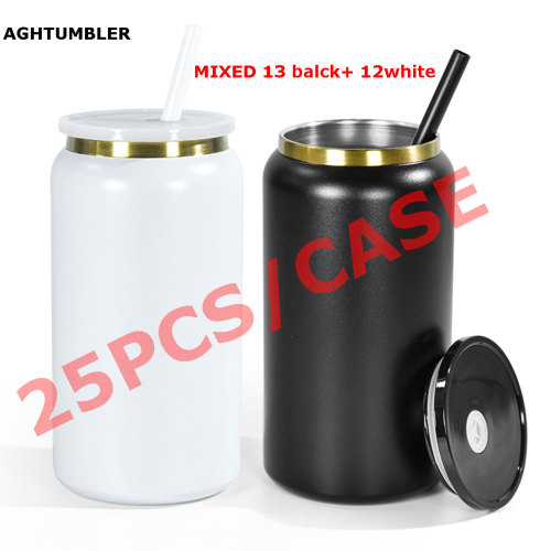 US Warehouse Stainless Steel 16oz Powder Coated Cup with Gold Plated(Not for sublimation) Libby Cups