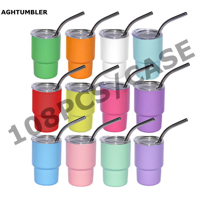 US Warehouse 3oz sublimation mini tumblers/shot glasses,mixed 12 colors