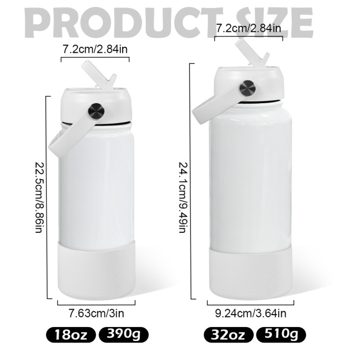 US Warehouse 18oz/32oz Sublimation Sports Water Bottle Silicone Bottom