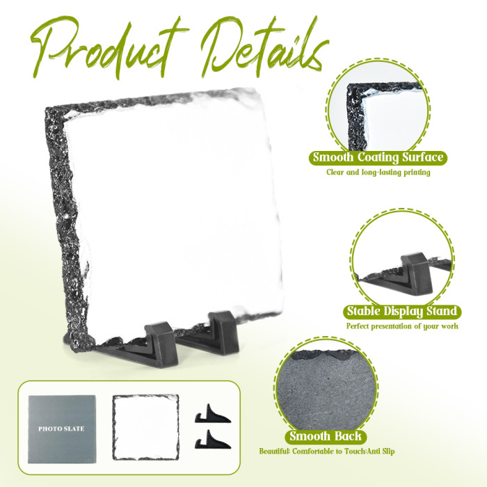 US Warehouse 6*6 inches Sublimation blanks rock slate photo slate