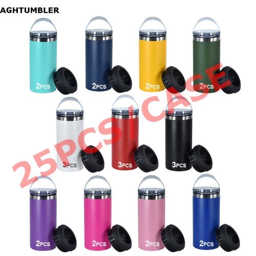 US Warehouse 16oz 4 in 1 Powder Coated Can Cooler with Opener